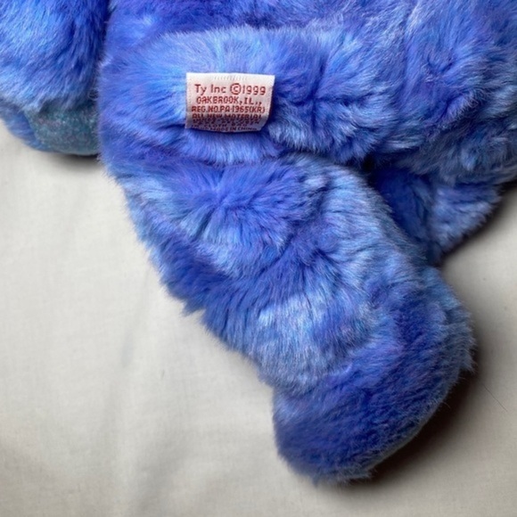 BEANIE‎ Buddie blue plush bear w/silver Ribbon- NO TAGS - Picture 6 of 7